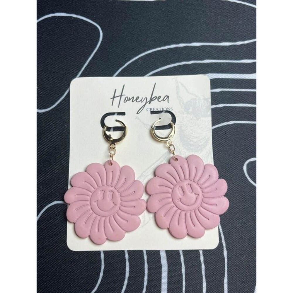 Pink Flower Dangle Earrings